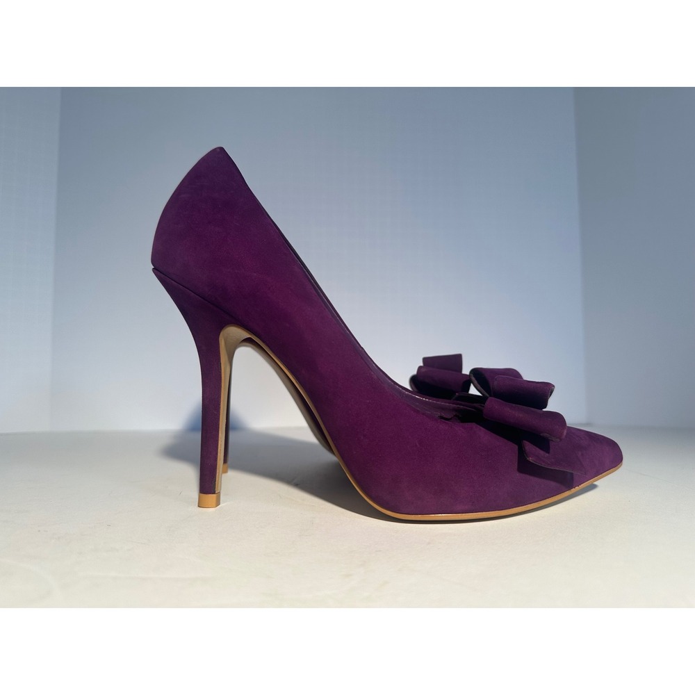 Steven by Steve Madden Plum Purple Suede Bow Pointed Toe Stiletto Pumps Heels